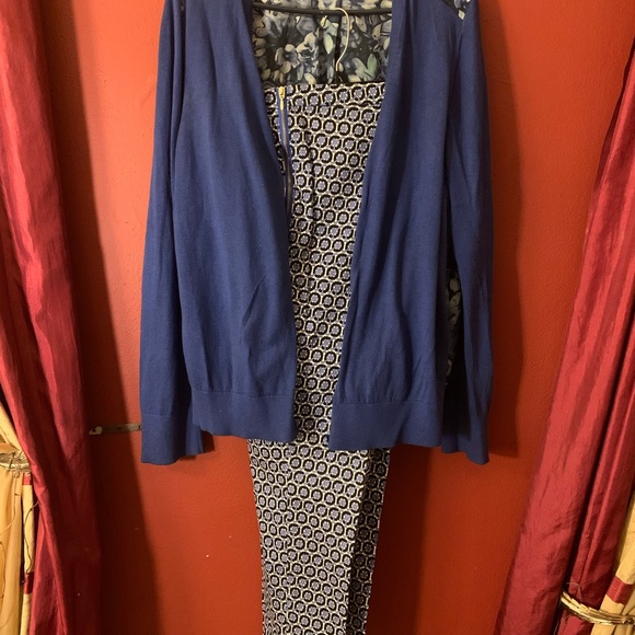 Loft royal blue sweater with flowers on the back. - Picture 3 of 3